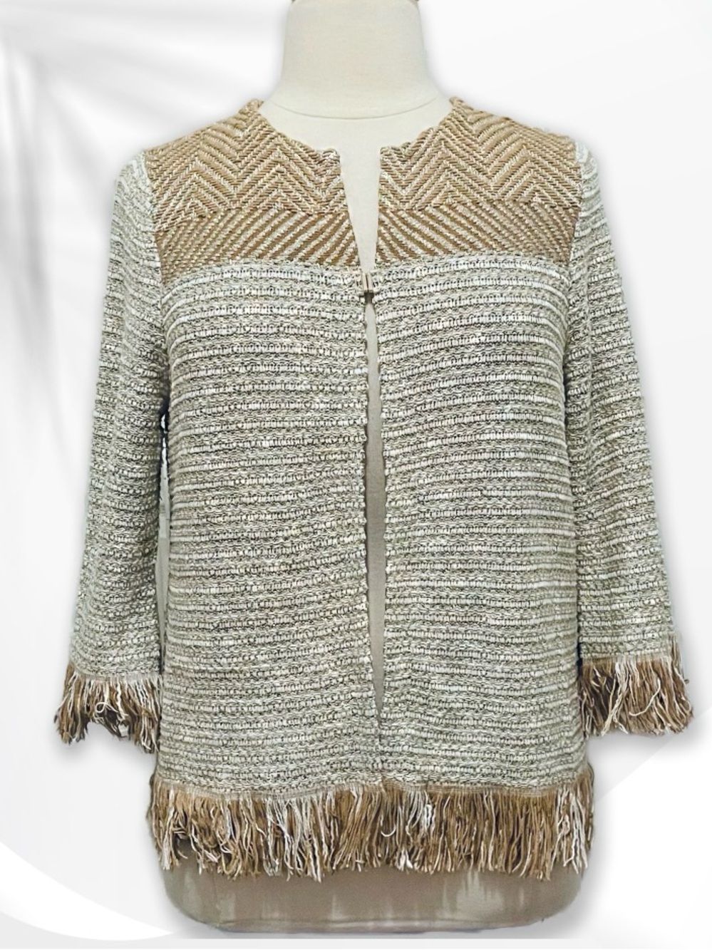 Chico's Fringe Knit Cardigan 3/XL